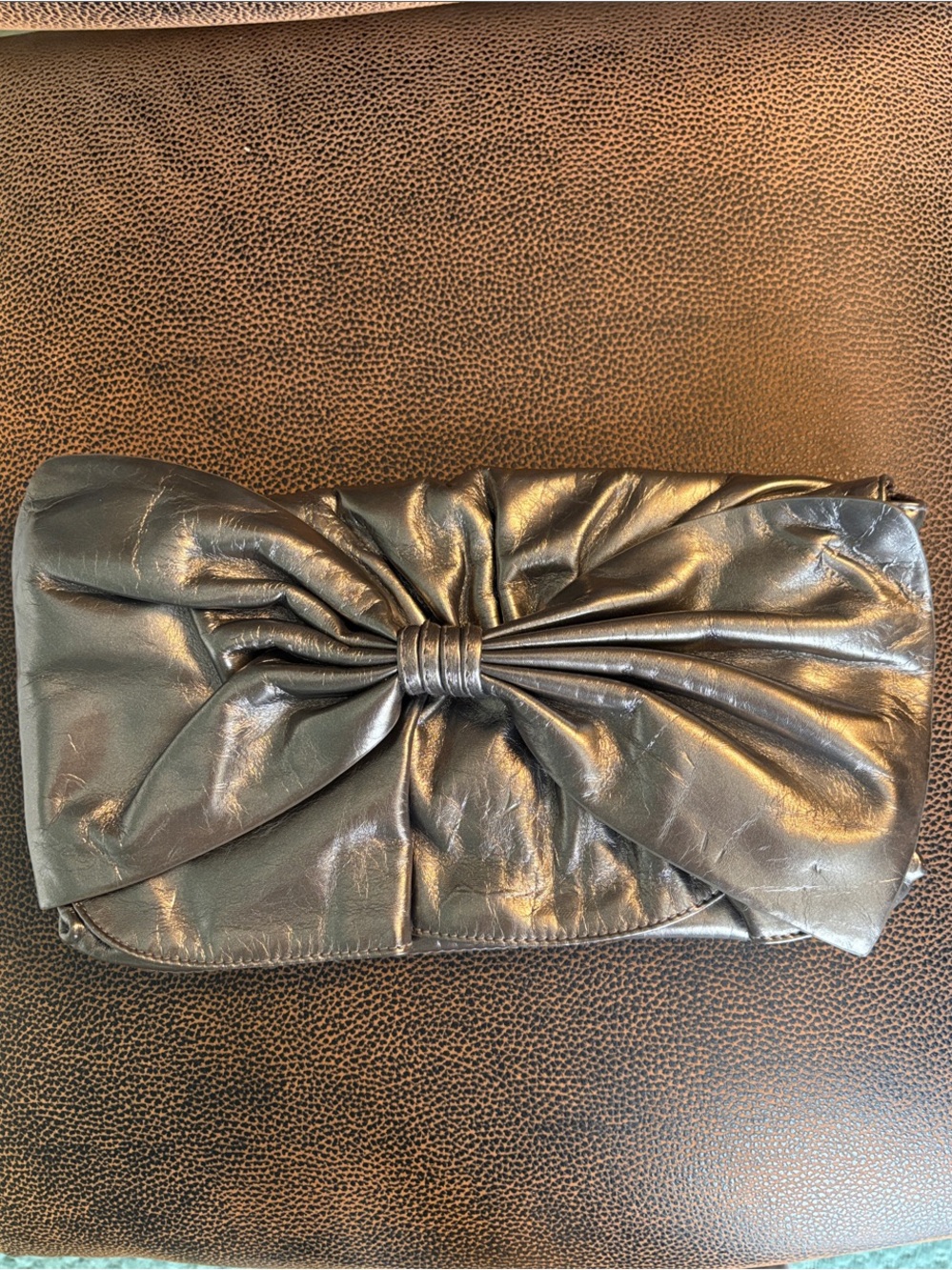 Express Bow-Detail Faux Leather Clutch